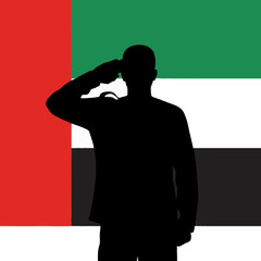 Proud Emirati Soldier Silhouette with UAE Flag
