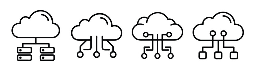 Cloud computing technology network diagram vector illustration cloud storage data solutions design