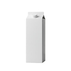 A tall white blank cardboard carton with a folded top and a small opening isolated on transparent background