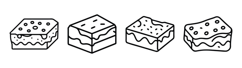 Delicious brownie dessert vector illustration, chocolate brownies, sweet food, bakery squares, treat, pastry, cake