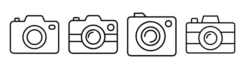 Camera outline vector set photography equipment digital cameras retro vintage photo device drawing 90s