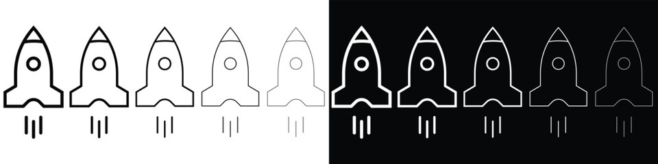 set of rocket icon outline variant