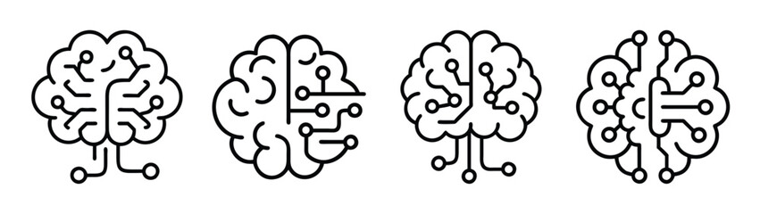 Ai brain technology concept digital mind artificial intelligence neural network design vector art