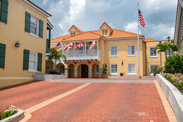 Ancient buildings with Spanish architecture. downtown in St. Augustine the oldest European town in...