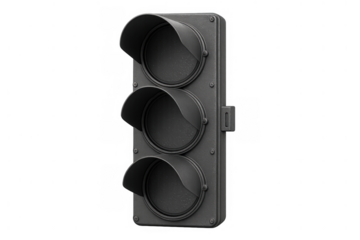 Traffic light control object representing stop, caution, and go signals on transparent background