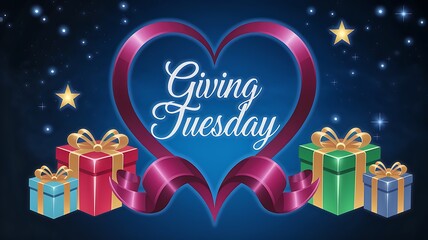 Giving tuesday heart and gift boxes