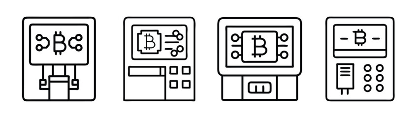 Bitcoin atm machine cryptocurrency digital currency finance technology investment vector design