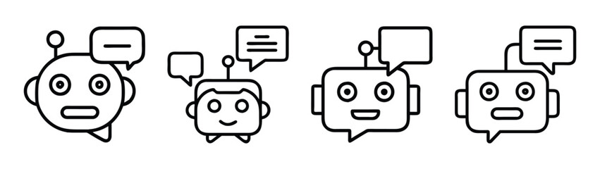 Ai chatbot technology communication concept with robots talking and speech bubbles vector design