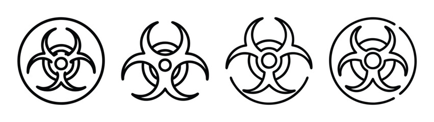 Biohazard symbol vector set, biological hazard warning sign, danger caution biohazard symbol vectors