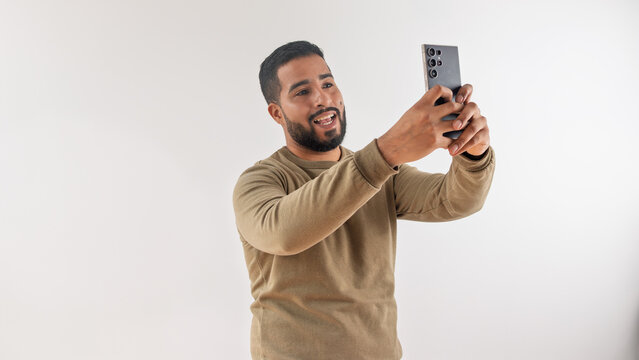 Happy Man Taking Selfie or Video Calling