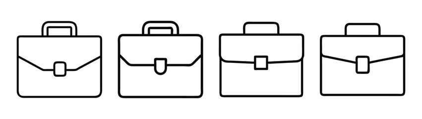 Briefcase vector set, business portfolio, leather bag, office bag, document case, satchel, handle bag
