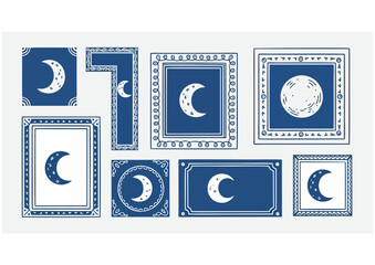 Stylized crescent moon on a light blue background, vector illustration 