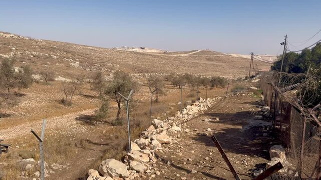 Gush Etzion, Israel. View of vineyards, hills, and the Judean Desert.