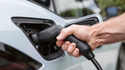 Charging an electric vehicle at a public station in broad daylight