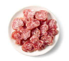 plate of sliced dry spanish sausages