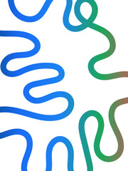 Abstract squiggly lines, Vibrant abstract gradient line with flowing green to blue hues forming dynamic wavy curves. Modern minimalist background element perfect for posters, tech art, digital design