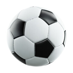 A soccer ball, perfectly round, with black and white panels