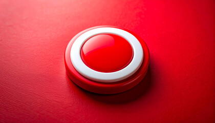 Large red button on red surface. Action, authority and simplicity.