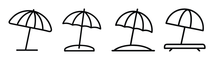 Beach umbrella vector illustration: summer vacation parasol, sunshade drawing and design elements with line art style © PURE VECTOR WORK