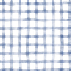 Navy Blue White Plaid Gingham Hand Drawn Background Pattern Overlay