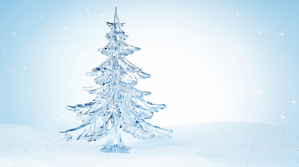 Naklejka premium Christmas Tree Made of Ice Blue Landscape