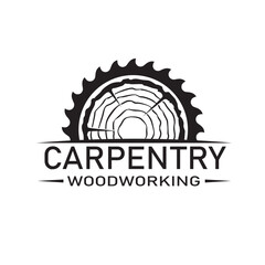 black woodworking carpentry emblem isolated on white background