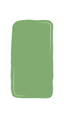 Hand drawn organic wavy rectangle with textbox and frame form, perfect as quote or speech box. Green blob shape provides abstract background for label, patch, or banner design.
