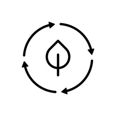 Outline eco circle leaf green energy line art icon
