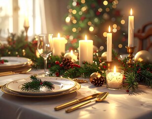 Bougies et table de No&euml;l &ndash; &eacute;l&eacute;gance et chaleur pour les f&ecirc;tes