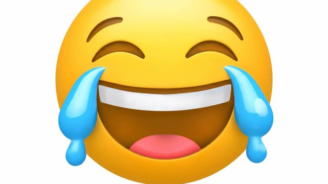 Smiling emoji with tears joy emotion symbol illustration design