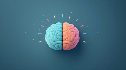 A stylized brain divided into blue and pink halves, symbolizing creativity and logic.