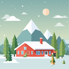 Winter town in the snowy cold weather