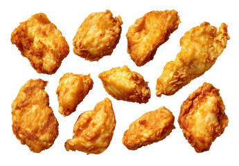 Crispy, golden-brown chicken pieces scattered