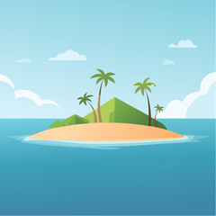 Deserted island in the middle of the ocean