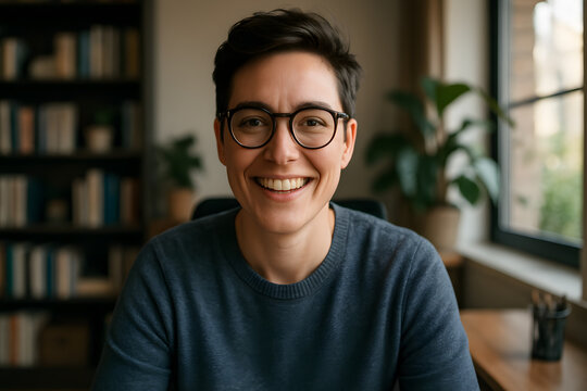 An Authentic Portrait of a Person in a Realistic Home Office