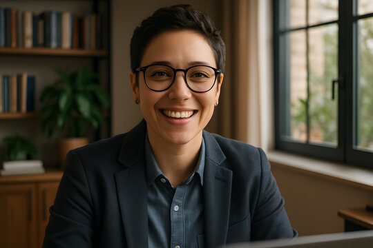 An Authentic Portrait of a Person in a Realistic Home Office