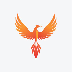 Fototapeta premium Fiery phoenix in orange and red bird