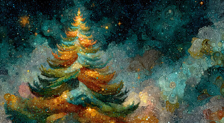 Drawing of a abstract Christmas Tree