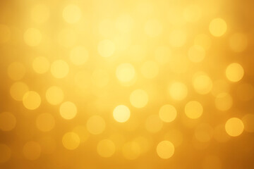 goldener Bokeh-Hintergrund mit weichen, unscharfen Lichtpunkten, der eine warme, festliche und elegante Atmosphäre erzeugt, perfekt für Weihnachtsdesigns, Feierlichkeiten, luxuriöse Präsentationen