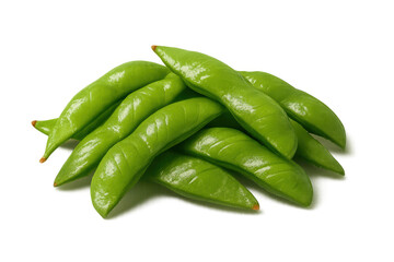 Fresh green edamame pods forming a pile, offering a healthy and vegan snack, transparent background
