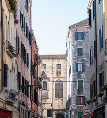 Narrow European Alley with Historic Buildings
