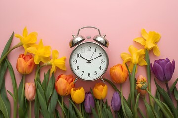 Turn clocks on hour ahead, star of daylight savings time change and reminder