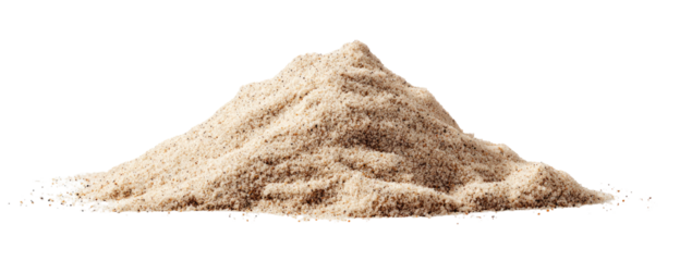A mound of light beige granular material