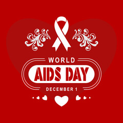 World AIDS Day. December 1. Holiday concept. Template for background, banner, card, poster and social media with text inscription. Vector illustration