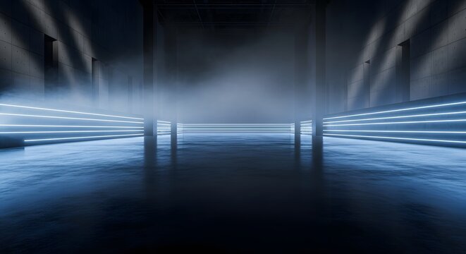 Futuristic Tunnel with Neon Lights