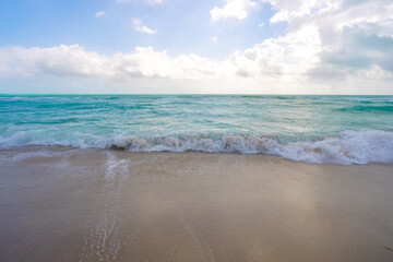 Beautiful sea pattern. Clean water surface. Calm ocean motion. Dramatic storm waves. Foamy wave texture. Outdoor beach scene. Clear turquoise sea. Serene holiday view. Wavy ocean design.