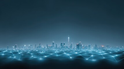 Futuristic City Network. Digital Technology Background., Business, Abstract