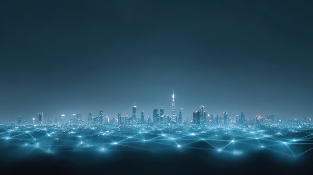 Futuristic City Network. Digital Technology Background., Business, Abstract