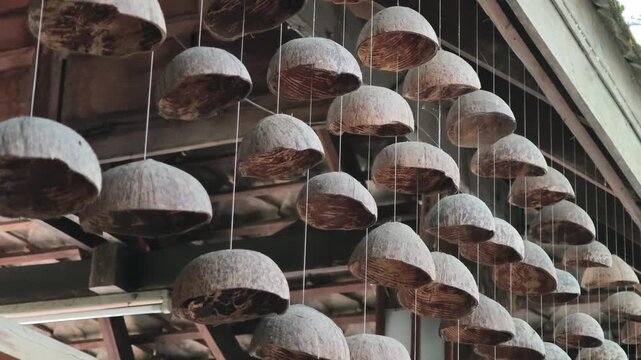 Mobile made from coconut shells