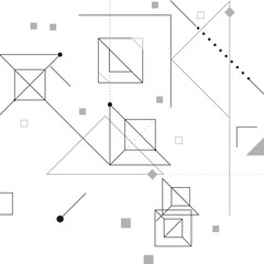 Geometric shapes pattern background. Vector abstract modern line art. Triangle and rectangular square shapes with dots and lines